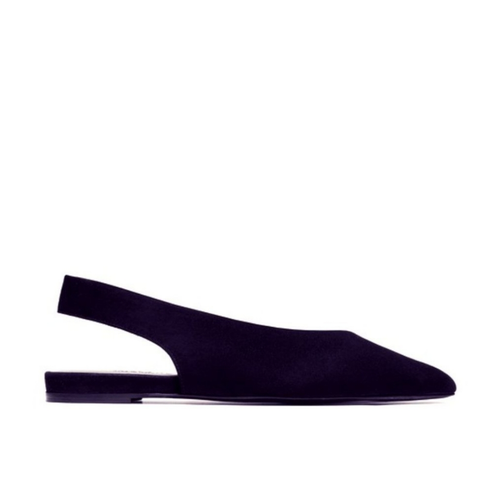 Everlane V Slingback in Black Suede